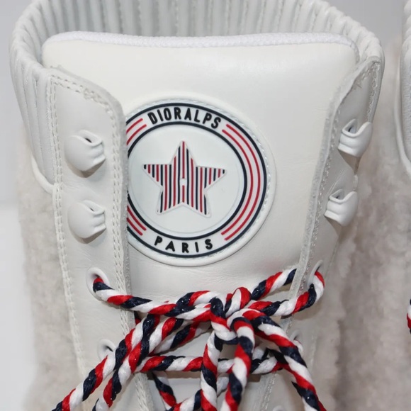 Dior Women's Ankle Boots. leather, lace-up, round toe, chunky, Off white,Size:39 - Picture 15 of 15